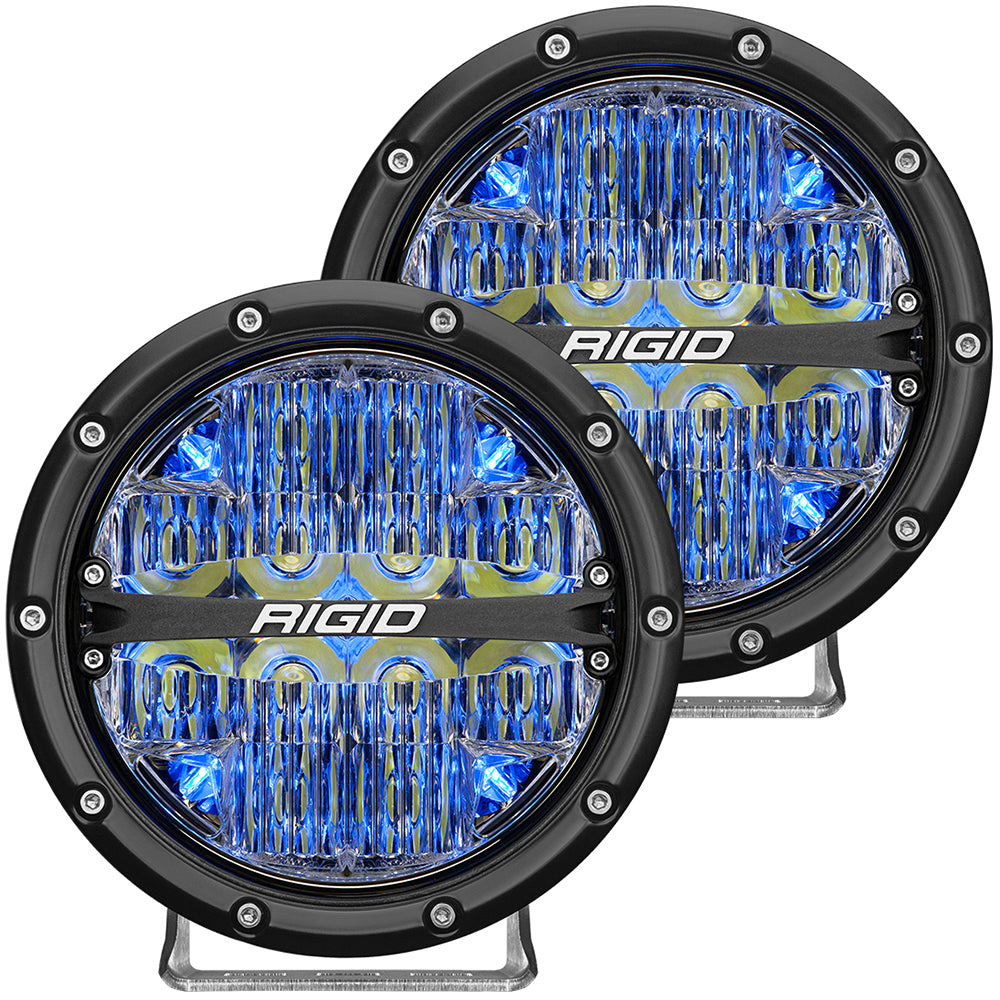 RIGID Industries 360Series 6 LED OffRoad Fog Light Spot Beam wBlue Backlight Black Housing 36202